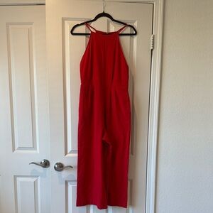 Lush Vibrant Red Halter Jumpsuit